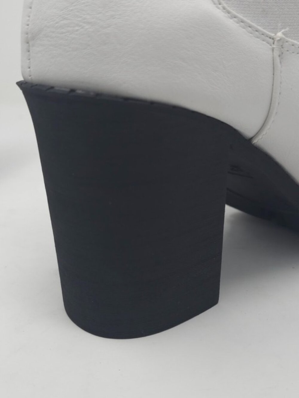 White Chunky Heel Ankle Boots Chelsea Style Platform Minimalist Trendy - Picture 8 of 10